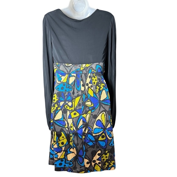 Trina Turk Silk Midi Fit & Flare Dress Butterflies Forrest Fairy Elvin Fae Small - Picture 6 of 8
